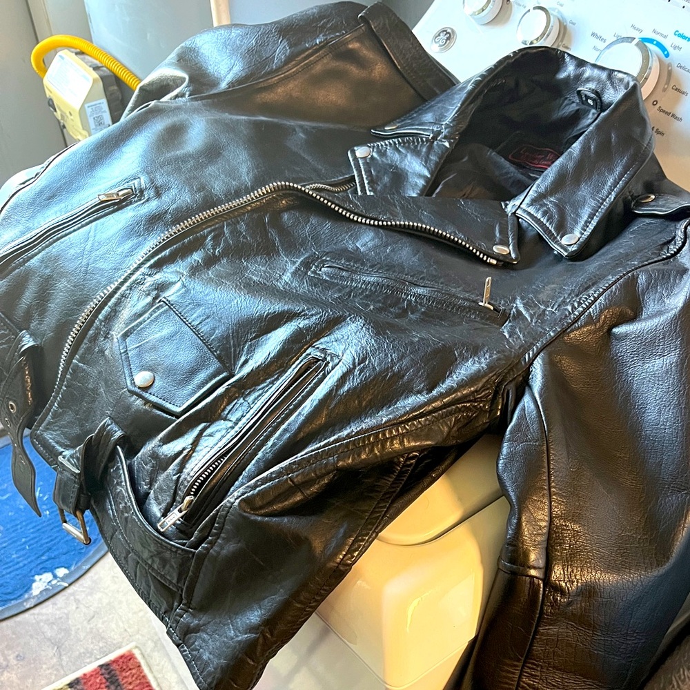 Heavy Duty Leather Motorcycle Jacket Size 48
